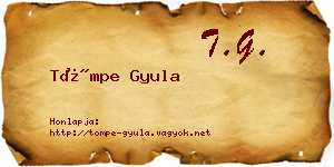 Tömpe Gyula névjegykártya
